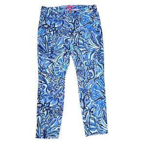 Lilly Pulitzer Kelly Skinny Ankle Pants Womens 16 Zanzibar Zoo High Rise Stretch